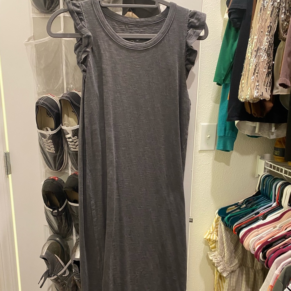 Grey Ruffle Sleeve Maxi Dress